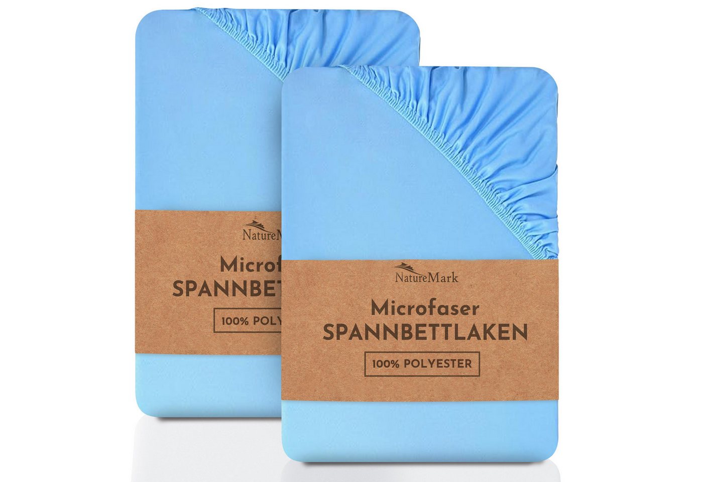 NatureMark Spannbettlaken 2er-Set Mikrofaser Spannbetttuch, Polyester, Gummizug: rundum, (2 Stück), blau) von NatureMark