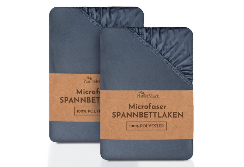 NatureMark Spannbettlaken 2er-Set Mikrofaser Spannbetttuch, Polyester, Gummizug: rundum, (2 Stück), grau) von NatureMark