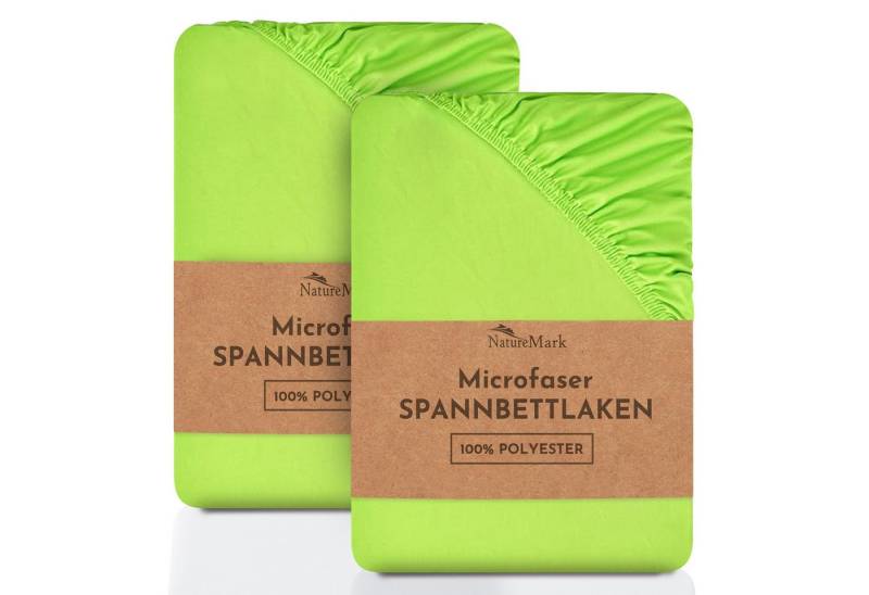 NatureMark Spannbettlaken 2er-Set Mikrofaser Spannbetttuch, Polyester, Gummizug: rundum, (2 Stück), grün) von NatureMark