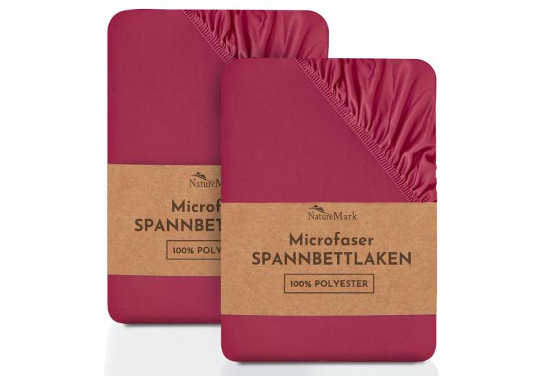 NatureMark Spannbettlaken 2er-Set Mikrofaser Spannbetttuch, Polyester, Gummizug: rundum, (2 Stück), rot) von NatureMark