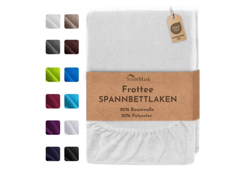 NatureMark Spannbettlaken 2er-Set Frottee Kinder-Spannbetttuch 70x140cm, 80% Baumwolle / 20% Polyester, Gummizug: rundum, (1 Stück), Weiß) von NatureMark