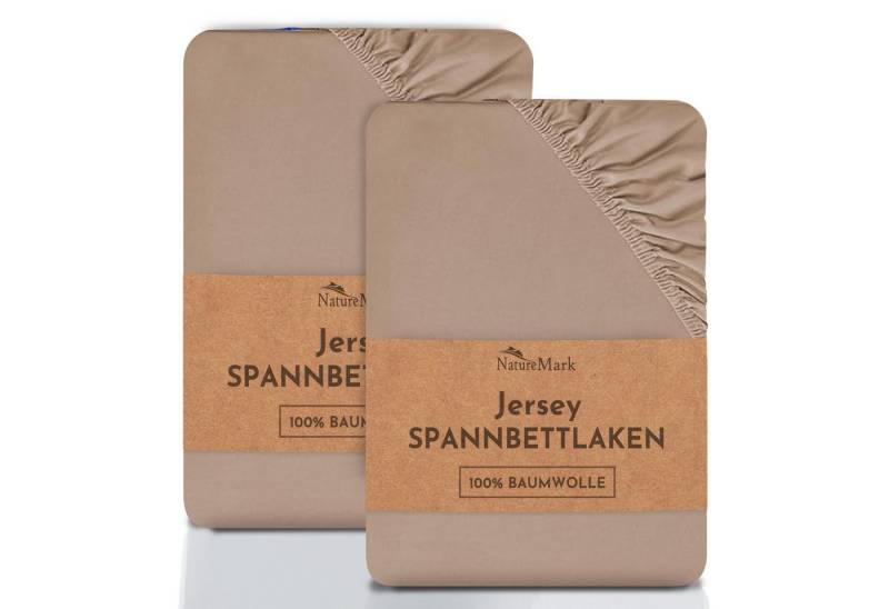 NatureMark Spannbettlaken 2er-Set Jersey Spannbetttuch 100% Baumwolle, 100% Baumwolle, Gummizug: rundum, (2 Stück), Sand von NatureMark