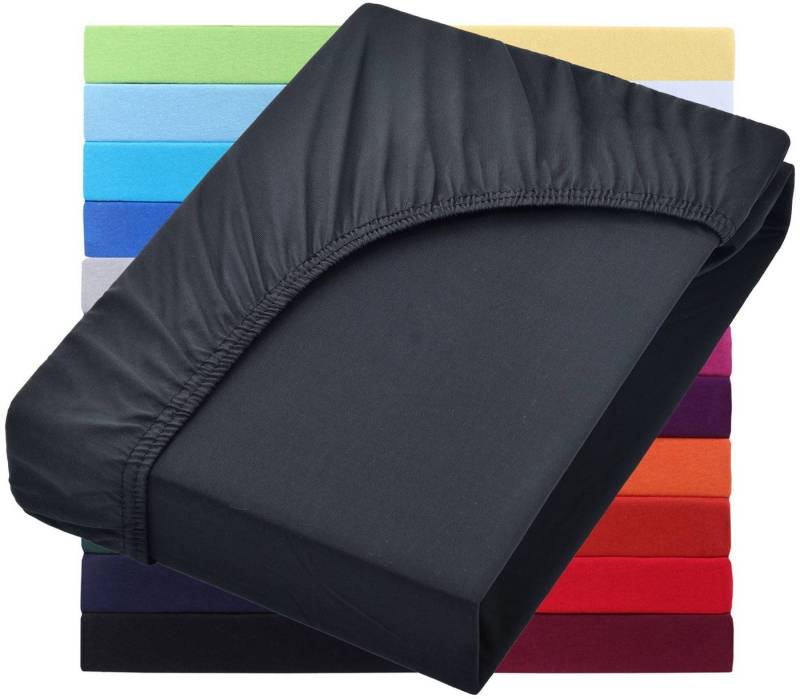 NatureMark Spannbettlaken Boxspringbett & Wasserbett Spannbettlaken, Baumwolle, Gummizug: rundum, (1 Stück), 40 cm Steghöhe - 200 x 220cm Spannbetttuch, Schwarz von NatureMark