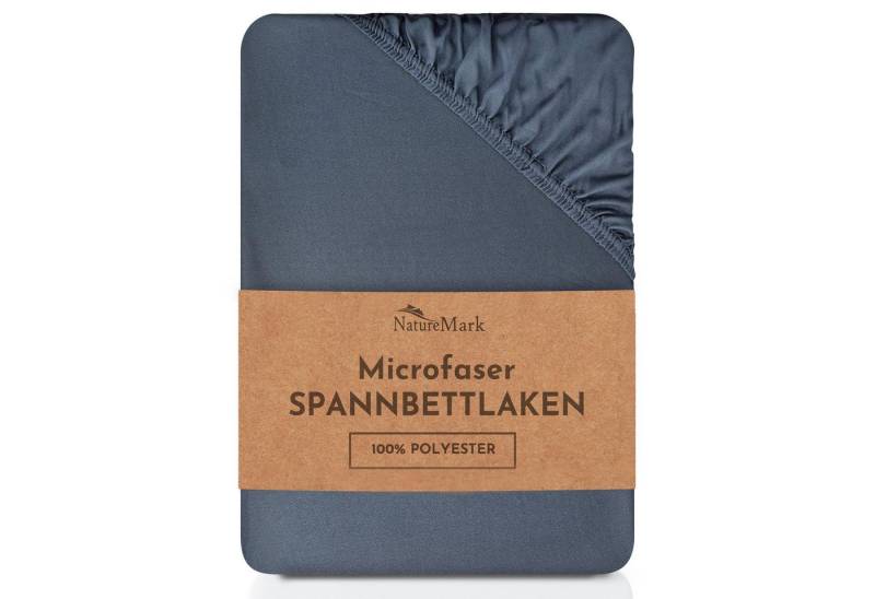 NatureMark Spannbettlaken Mikrofaser Spannbetttuch, Polyester, Gummizug: rundum, viele Größen und Farben Markenware, 200x220 cm, Anthrazit grau von NatureMark
