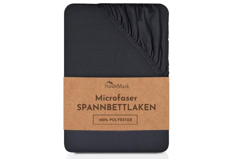 NatureMark Spannbettlaken Mikrofaser Spannbetttuch, Polyester, Gummizug: rundum, viele Größen und Farben Markenware, 90x200cm, Schwarz von NatureMark