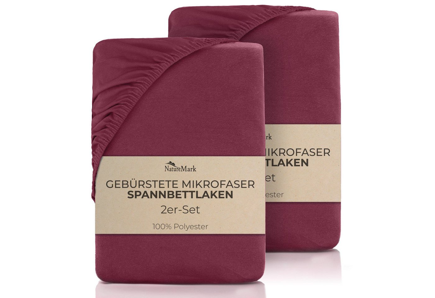 NatureMark Spannbettlaken gebürstete Mikrofaser Spannbettlaken 2er-Pack, Polyester, Gummizug: rundum, (2 Stück), viele Größen / Farben Markenware 90x200cm, 2er-Pack, Bordeaux rot von NatureMark