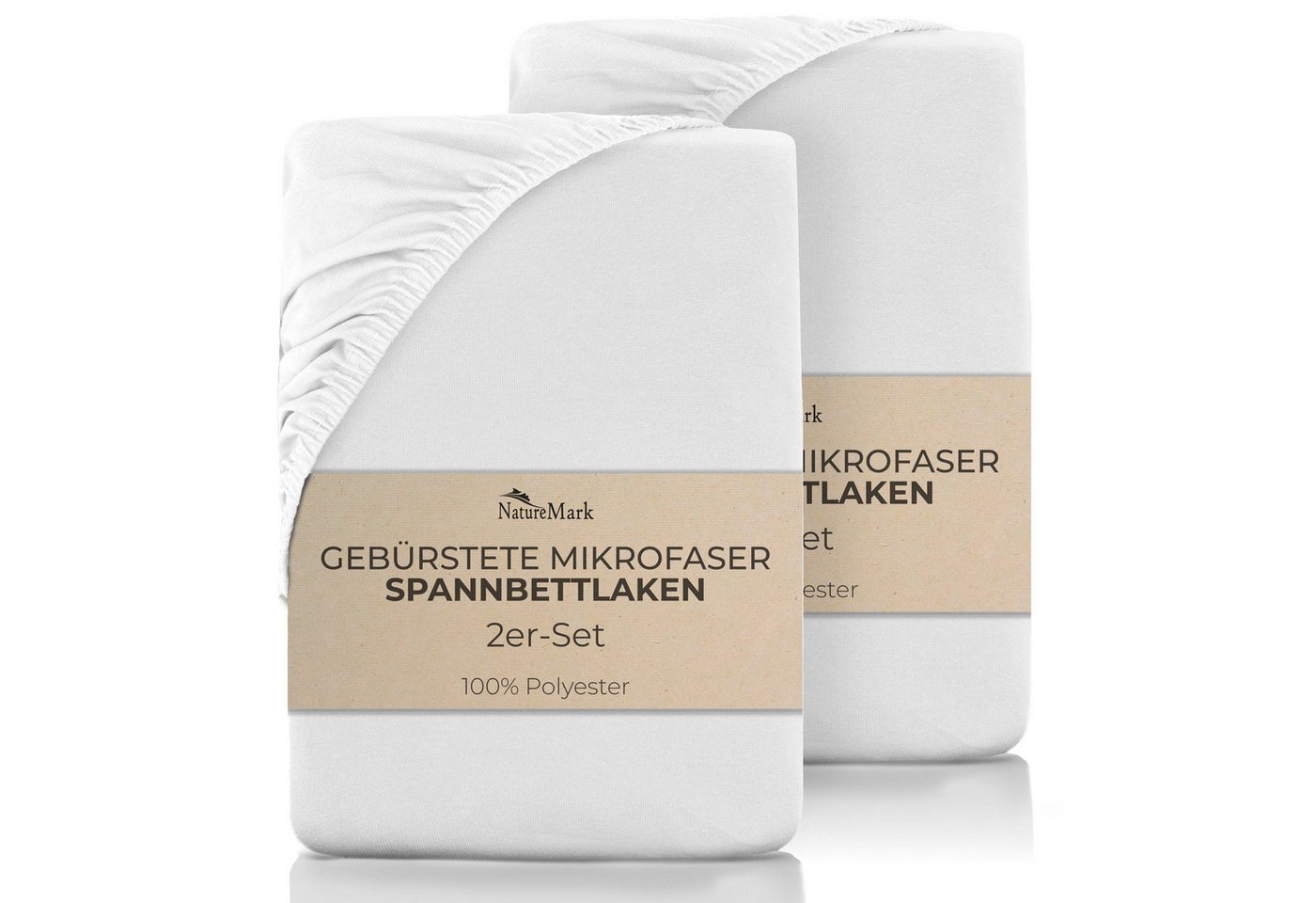 NatureMark Spannbettlaken gebürstete Mikrofaser Spannbettlaken 2er-Pack, Polyester, Gummizug: rundum, (2 Stück), viele Größen / Farben Markenware 90x200cm, 2er-Pack, Weiß von NatureMark