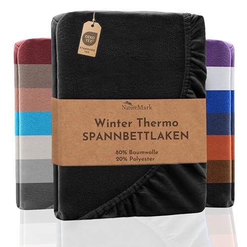 NatureMark Winter Thermo Fleece Spannbettlaken, Spannbetttuch in vielen Farben und Größen Winter Bettlaken, Spannbettlaken 200 x 220 cm - schwarz NatureMark Winter Thermo Fleece Spannbettlaken, Spannbetttuch in vielen Farben und Größen Winter Bettlaken, Spannbettlaken 200 x 220 cm - schwarz von NatureMark