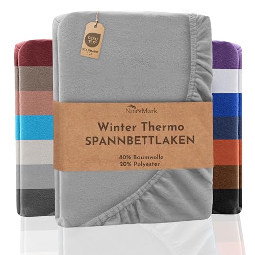 NatureMark Winter Thermo Fleece Spannbettlaken, Spannbetttuch in vielen Farben und Größen Bettlaken | 90 x 190 bis 100 x 200 cm - silber grau NatureMark Winter Thermo Fleece Spannbettlaken, Spannbetttuch in vielen Farben und Größen Bettlaken | 90 x 190 bis 100 x 200 cm - silber grau von NatureMark