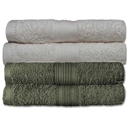 Naturemark 4er Frottee Set Handtücher 100% Baumwolle einfarbig oder als Farbset auswählbar in 500q/qm Qualität 50x100cm (Anthrazit / Creme) von NatureMark