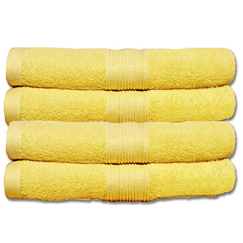 Naturemark 4er Frottee Set Handtücher 100% Baumwolle einfarbig oder als Farbset auswählbar in 500q/qm Qualität 50x100cm (Gelb) von NatureMark