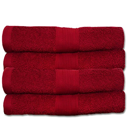 Naturemark 4er Frottee Set Handtücher 100% Baumwolle einfarbig oder als Farbset auswählbar in 500q/qm Qualität 50x100cm (Rot) von NatureMark