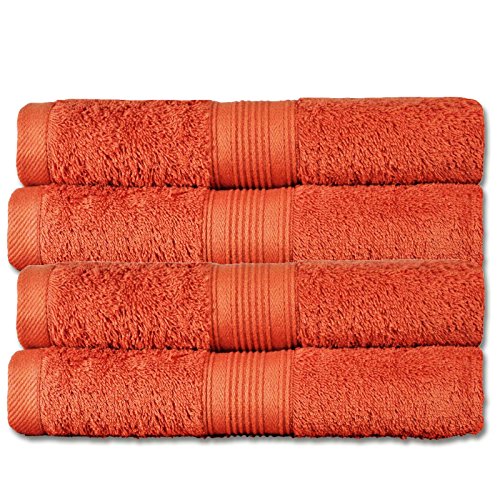 Naturemark 4er Frottee Set Handtücher 100% Baumwolle einfarbig oder als Farbset auswählbar in 500q/qm Qualität 50x100cm (Terracotta) von NatureMark