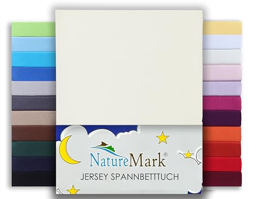 Premium WASSERBETTEN & BOXSPRINGBETTEN Spannbettlaken Jersey 200x220cm +40cm Steghöhe Größe 180x200-200x220 cm, Farbe: Natur/Creme von NatureMark