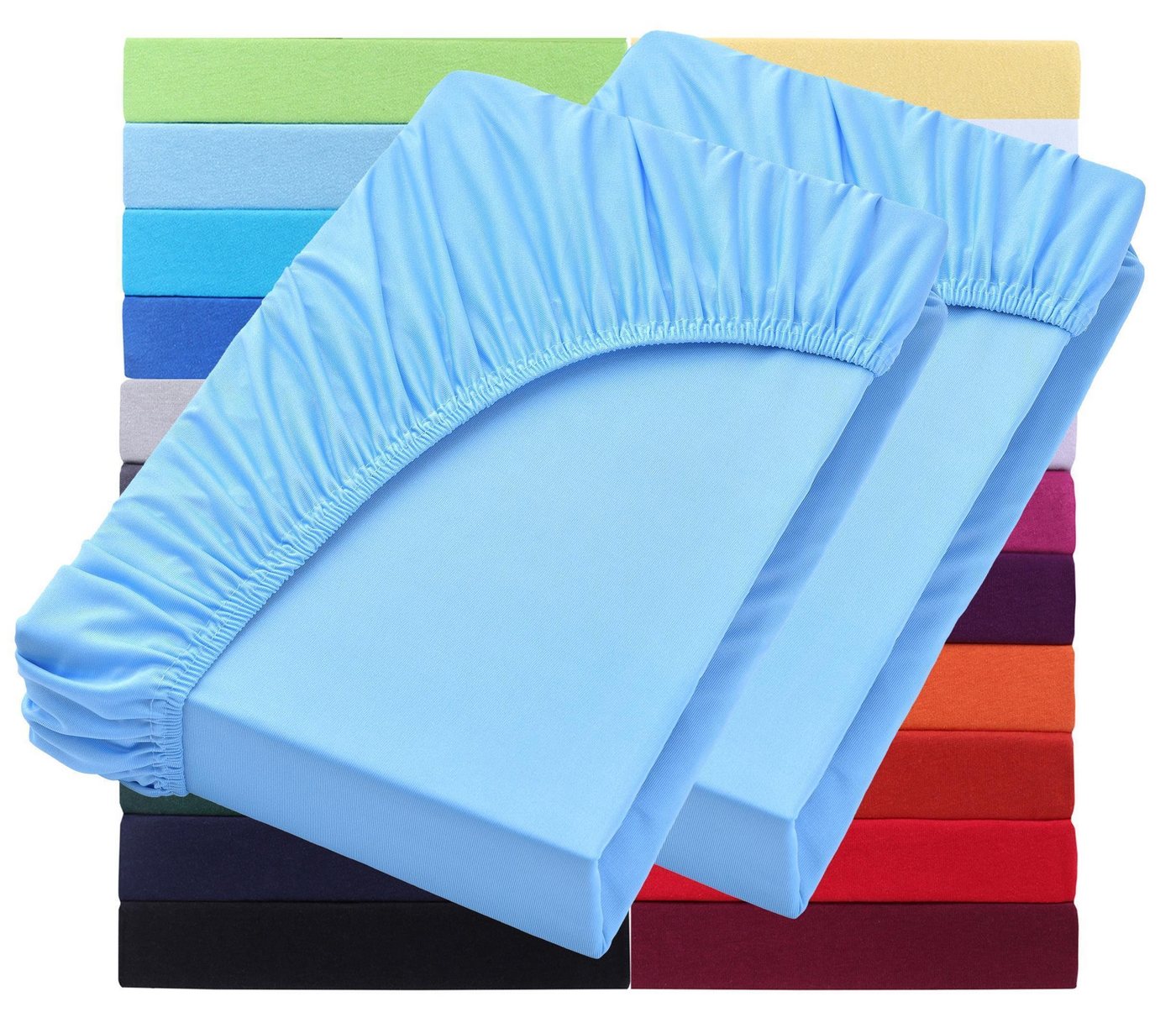 NatureMark Spannbettlaken 2er Pack Jersey Spannbettlaken, 100% Baumwolle, Gummizug: rundum, (2 Stück), blau von NatureMark