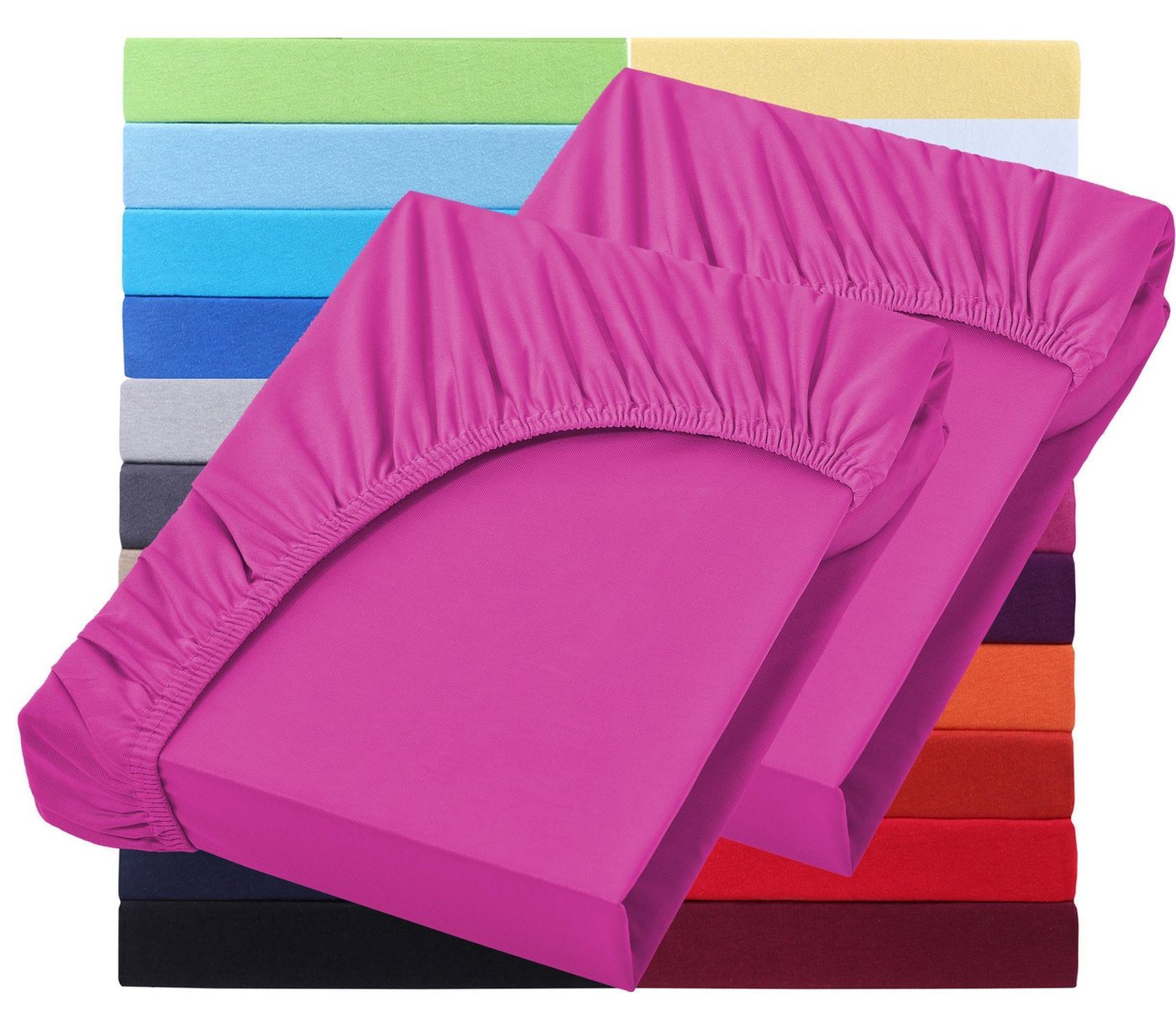 Spannbettlaken 2er Pack Jersey Spannbettlaken, NatureMark, 100% Baumwolle, Gummizug: rundum, (2 Stück), in vielen Größen und Farben MARKENQUALITÄT, 120x140 cm, Pink von NatureMark