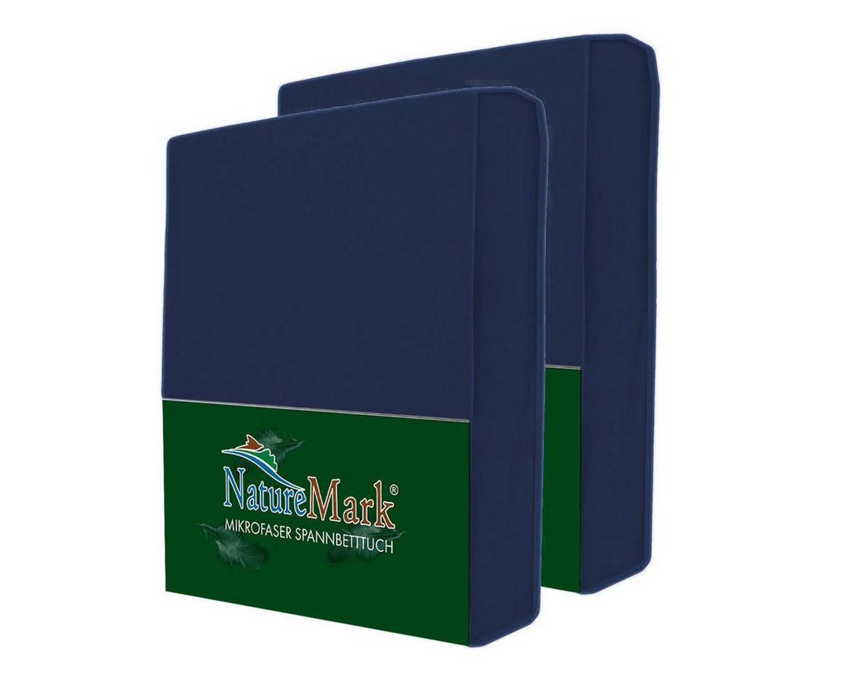 NatureMark Spannbettlaken 2er Pack Mikrofaser Spannbettlaken, Polyester, Gummizug: rundum, (2 Stück), blau) von NatureMark