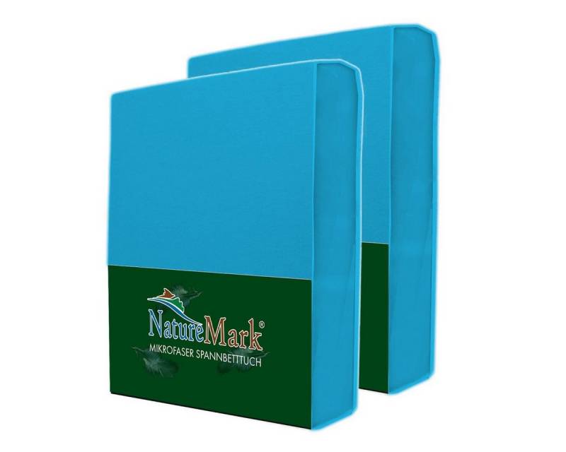 NatureMark Spannbettlaken 2er Pack Mikrofaser Spannbettlaken, Polyester, Gummizug: rundum, (2 Stück), Türkis) von NatureMark