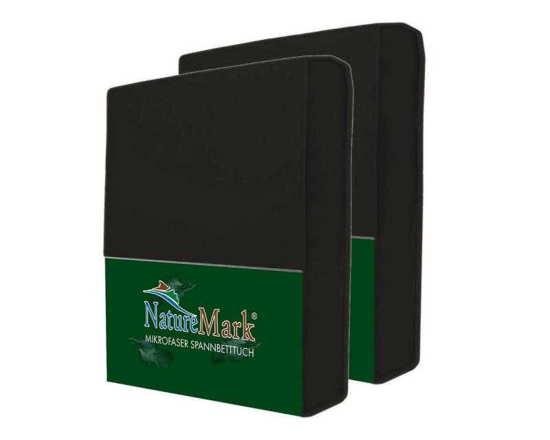 NatureMark Spannbettlaken 2er Pack Mikrofaser Spannbettlaken, Polyester, Gummizug: rundum, (2 Stück), Schwarz) von NatureMark