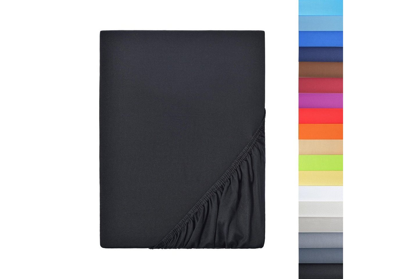 NatureMark Spannbettlaken Microfaser Spannbettlaken, Polyester, Gummizug: rundum, viele Größen und Farben Markenware, 90x200cm, Schwarz von NatureMark