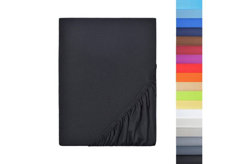 NatureMark Spannbettlaken Microfaser Spannbettlaken, Polyester, Gummizug: rundum, viele Größen und Farben Markenware, 90x200cm, Schwarz von NatureMark