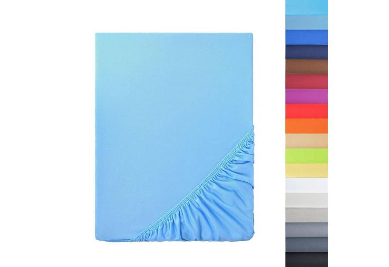NatureMark Spannbettlaken Microfaser Spannbettlaken, Polyester, Gummizug: rundum, viele Größen und Farben Markenware, 90x200cm, Hell blau von NatureMark
