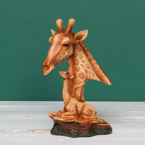 Naturecraft Giraffenkopf und Baby-Ornament in Holz-Optik von Naturecraft