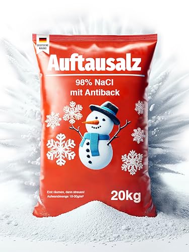Auftausalz oder Streusalz 20kg ist der perfekte Schnee Salzstreuer - Schützen Sie Ihre Liebsten! Unser Winterstreumittel sichert Ihre Wege im Winter | Streugut aus 98% Nacl | Natureflix (20 kg) von Natureflix