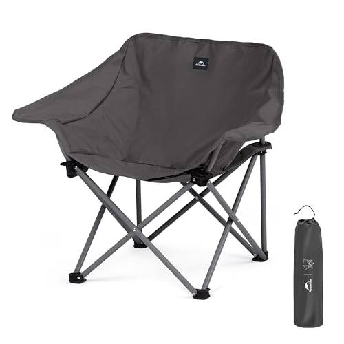 Naturehike Faltbarer Campingstuhl Kann 110 kg tragen Tragbarer Klappstuhl Mit Armlehnen und Zwei Taschen Schwarz Geeignet für Camping/Angeln/Picknick/Strand/Garten von Naturehike