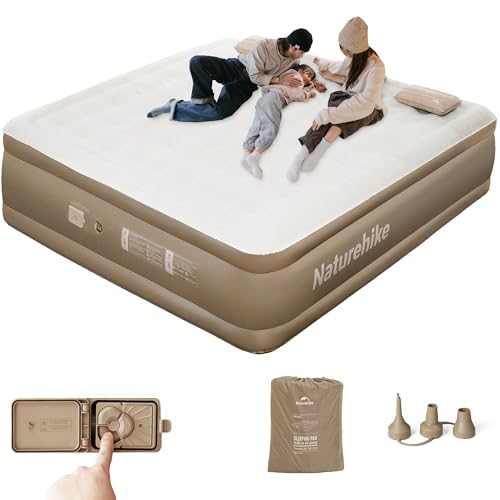Naturehike Luftmatratze 3 Personen Selbstaufblasend mit Akkupumpe - Aufblasbares Gästebett 200x180x45cm für Camping & Zuhause, Leicht, Bequem und Schnell aufblasbar von Naturehike
