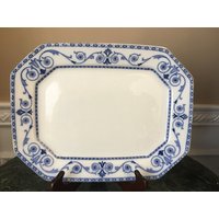 Burgese & Leich Middleport Keramik Burslem Leighton 13 1/2" Flow Blue Platter von NaturelandCandles