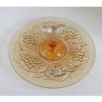 Imperial Glas Bernstein Trauben Karneval 10" Sandwich Tablett Mit Frosted Griff von NaturelandCandles