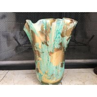 Murano Style Cased Art Glass 12" Multi-Color Free Form Vase von NaturelandCandles