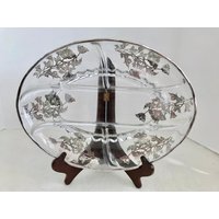 Silber Stadt Glas 13" Flandern Mohn Sterling Auf Kristall Geteilt Oval Relish Schale von NaturelandCandles