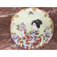 Vintage Handbemalte Geisha Im Garten Japan Porzellan 7 1/4" Teller von NaturelandCandles