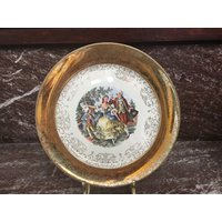 Vintage Sabin Crest O Gold 9 1/4" Koloniales Courting Couple 22K Teller von NaturelandCandles