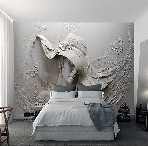 Fototapete 3D Effekt Kamee Stil Elegante Frau Gips Tapeten 3D Effekt Vliestapete Wohnzimmer Schlafzimmer Wandbilder Wanddeko von Naturempress