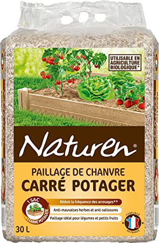 NATUREN NATCHA3 Mulch, quadratisch, natürlich, 30 l – 1,5 m² – Format geeignet für Gemüsebeete – 3 kg – reduziert Bewässerung, begrenzt die Verdunstung und schützt die Pflanzen – bereichert den Boden von Naturen