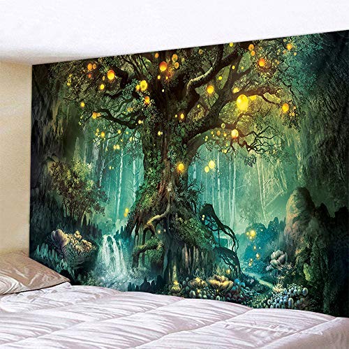 Naturer Baum des Lebens Wandteppich Wald 180x230cm Wandbehang Himmel in Wald Tapisserie Nacht Psychedelic Boho für Wohnzimmer Schlafzimmer von Naturer