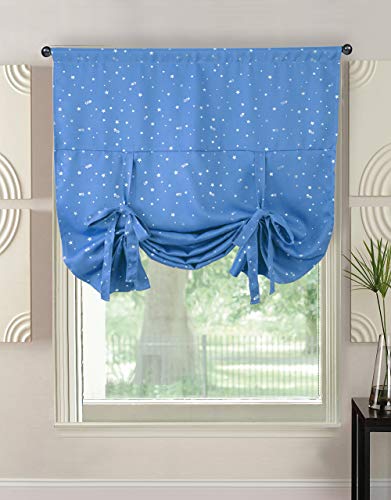 Naturer Blau Fenster Kurze Vorhänge Gardine Raffgardinen Raffrollo mit Sterne Muster für Wohnzimmer Schlafzimmer Studierzimmer 116x160cm von Naturer