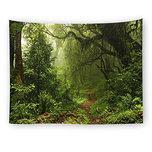 Naturer Landschaft Wandteppich Wald 200x150cm Grün Dschungel Sonne Wandbehang Sonnenwald Tapestry Wandtuch Tischdecke Strandtuch Dekotuch Yoga von Naturer