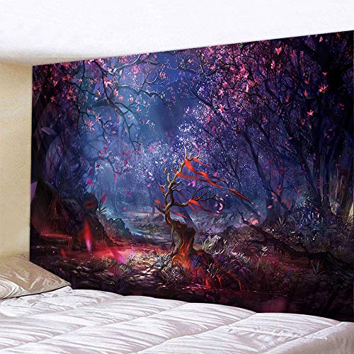 Naturer Wald Wandteppich Himmel in Wald 180x230cm Wandbehang Tapisserie Nacht Boho Psychedelic Wandtuch Hausdeko für Wohnzimmer Schlafzimmer von Naturer