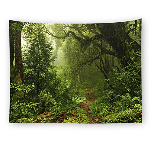 Naturer Wandteppich Wald Groß 150x150cm Dschungel Sonne Landschaft Wandbehang Baum Tapestry Wandtuch Tischdecke Strandtuch Dekotuch von Naturer