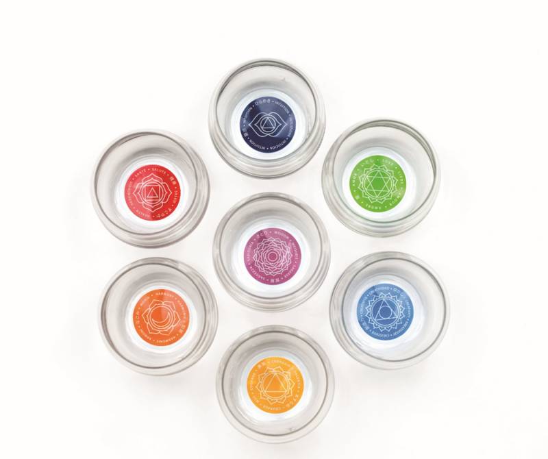 Natures-Design Glas Mythos Chakra, Bleifreies Glas, Affirmation 7er Set von Natures-Design