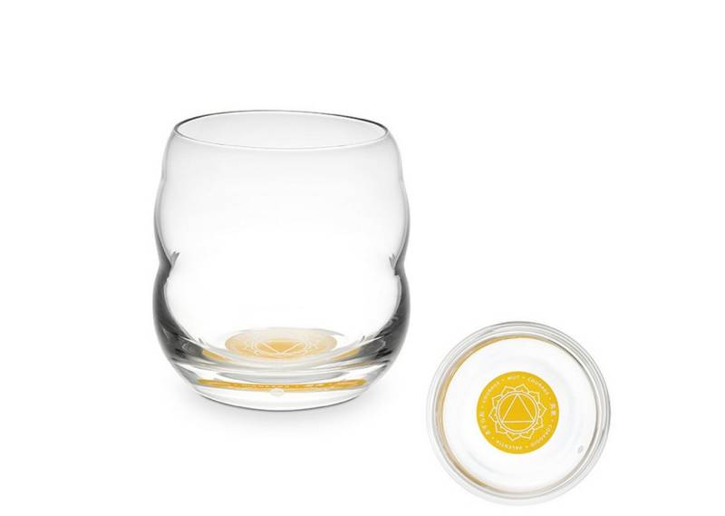 Natures-Design Glas Mythos Solar-Plexus-Chakra Affirmation Mut 0,25l, Bleifreies Glas von Natures-Design