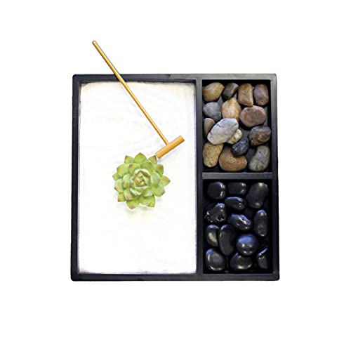 Nature's Mark, Mini-Meditations-Zen-Garten-Deko-Set mit Zubehör (9 x 9 W, quadratisch C) von Natures Mark