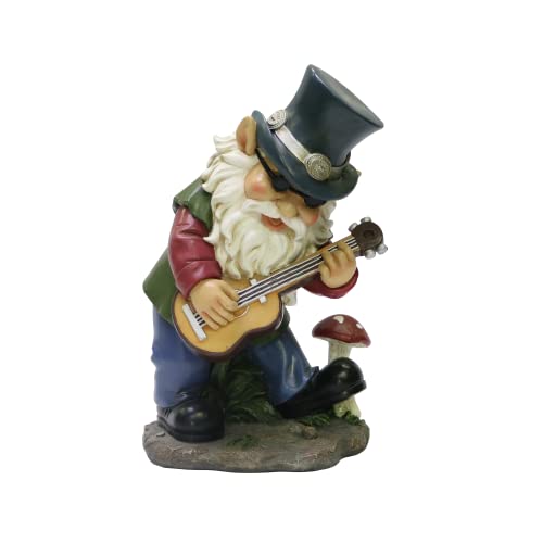 Nature's Mark Rock n Roll Zwerg in einer Band spielt Gitarre Harz Statue Figur Haus Garten dekorative Akzentdekoration (22,9 cm H) von Natures Mark