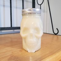 Halloween Totenkopf Kerze Herbst Bauernhaus Grusel Schädel Deko Holz Docht Einmachglas Soja Trinkbecher von NaturesGiftBarn