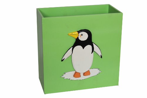 Naturesco Süße farbenfrohe Stiftebox "Pinguin" aus Holz - echte Handarbeit von Naturesco