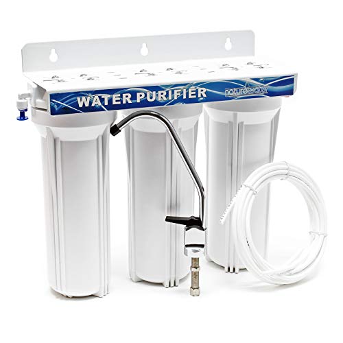 Naturewater NW-PR303 3 Stufen Wasserfilter, 5 µ, Ø60 mm PP Kartusche, Filter Wandhalterung, Filterschlüssel, Sedimentfilter Aktivkohleblock Aktivkohlegranulat, 2,5 m Schlauch von Naturewater